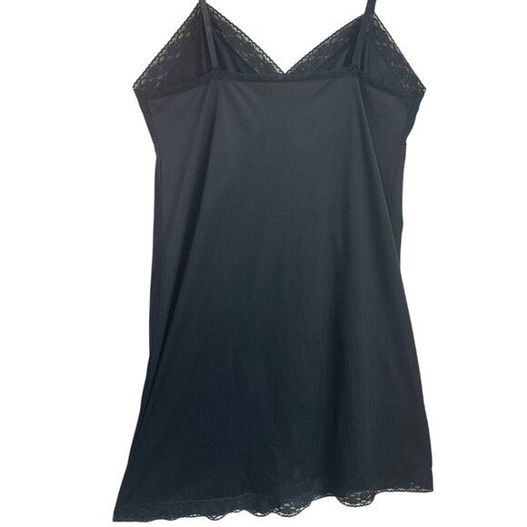 VTG 70's Vanity Fair 1XL Black Lace Trim Nylon Slip Dress Adjustable Whimsygoth - Picture 2 of 11